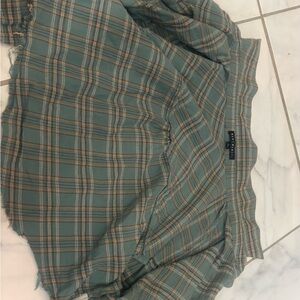 Blue Blush Teal and Orange Plaid cropped flannel